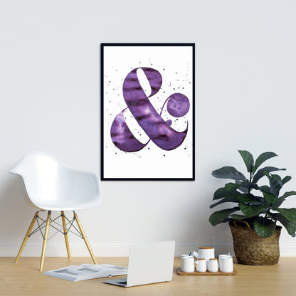 Toile « Formes violettes » avec esperluette | Décoration encadrée avec symboles typographiques
