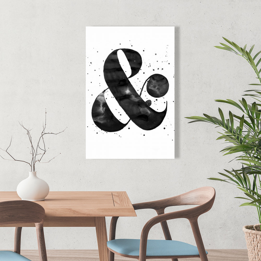 Ampersand Monochrome Black Canvas | Home Decor Wall Art