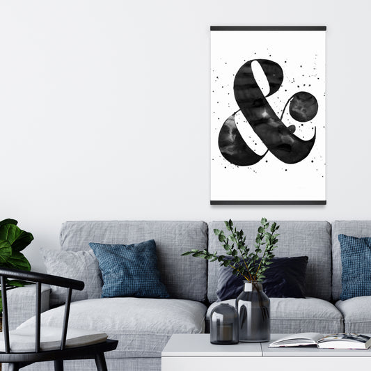Ampersand Black Magnetic Stick Canvas | Monochrome Decor