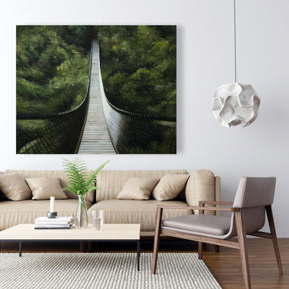 Suspended Bridge in Forest Canvas - Modern Tree Landscapes