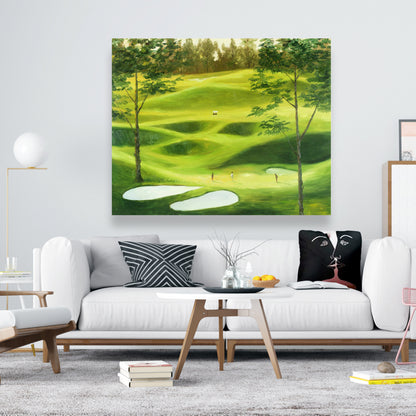 Big Golf Course Landscape | White Canvas Home Decor Art