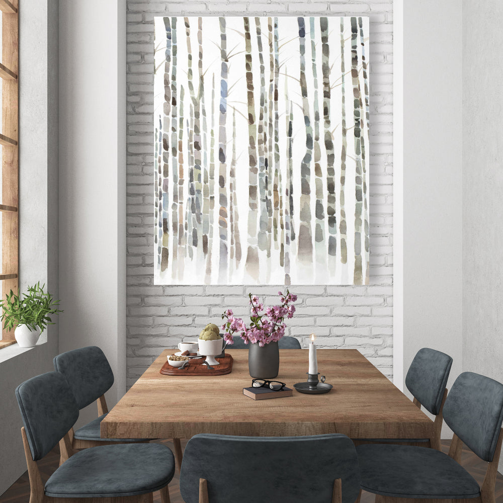 Minimalist White Birch Trees Canvas | Forest Home Decor