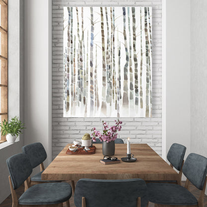 Minimalist White Birch Trees Canvas | Forest Home Decor