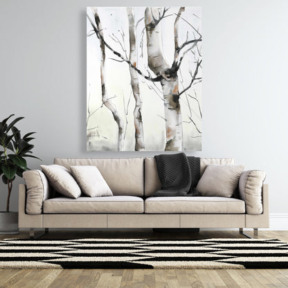 Three Birches Trees Minimalist Canvas | Home Decor Wall Art