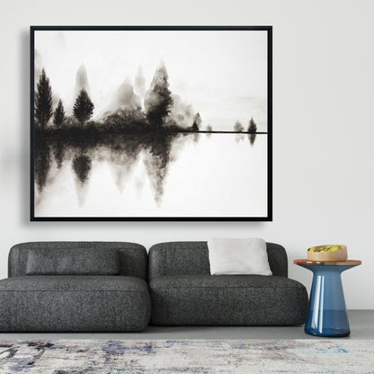 White Trees Minimalist Framed Canvas - Reflection Home Decor