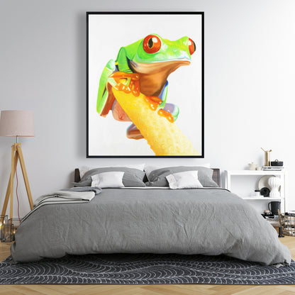 Curious Red Eyed Frog Canvas - Exotic Green Reptile Decor