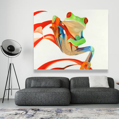 Exotic Blue Canvas | Red-eyed Frog Home Decor Artwork