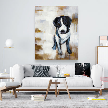 White Animals Pets Canvas - Sitting Dog Home Decor Wall Art