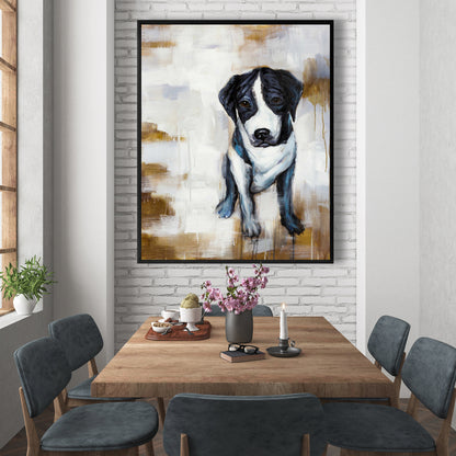 Sitting Dog Framed Canvas | Modern Pet Art for Home Decor