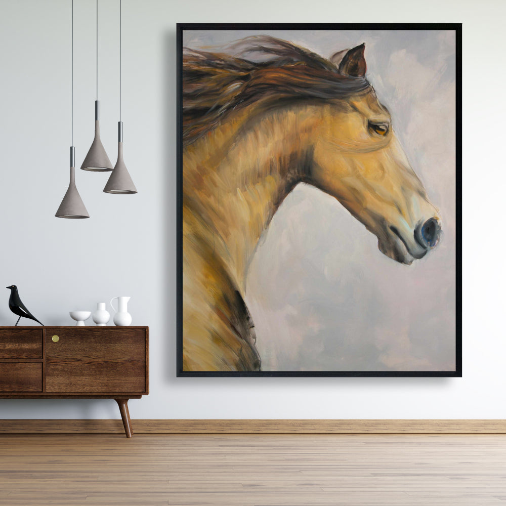 Bedroom Rustic Animals Canvas | Proud Steed with Mane Decor