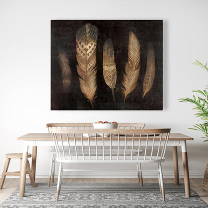 Brown Feathers Bohemian Canvas | Bedroom Home Decor Wall Art