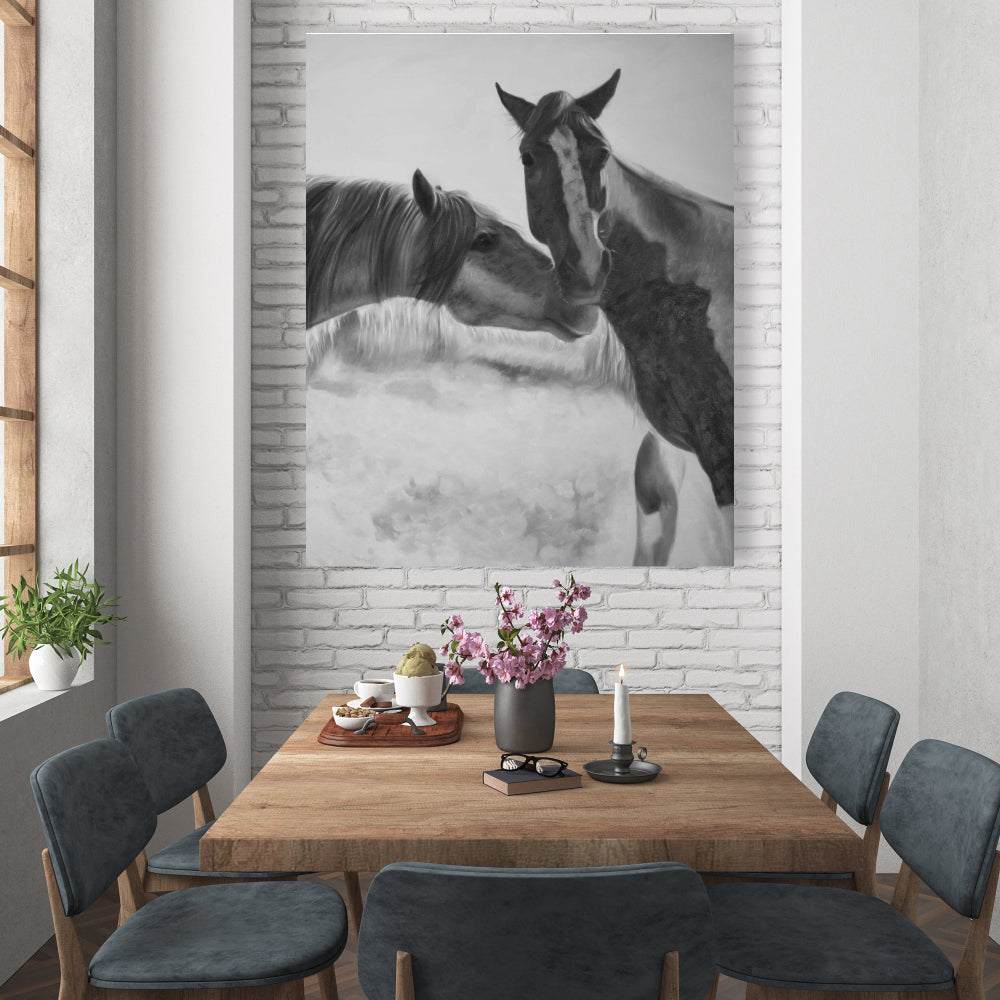Horses Lover Monochrome Farm Animals Canvas - Home Decor