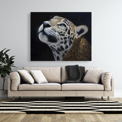 Realistic Leopard Face Canvas | White Bedroom Feline Decor