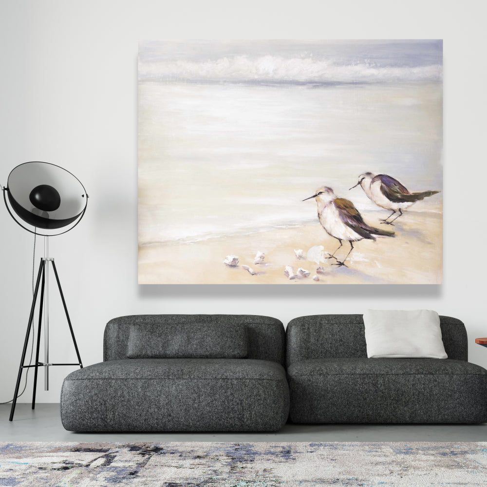 Two Sandpipers on the Beach Canvas - Bird Marine Bedroom Decor