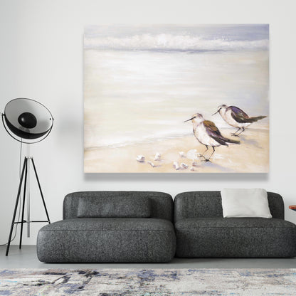 Two Sandpipers on the Beach Canvas - Bird Marine Bedroom Decor