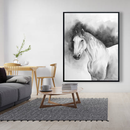 Domino Horse Minimalist Framed Canvas | Farm Animal Decor
