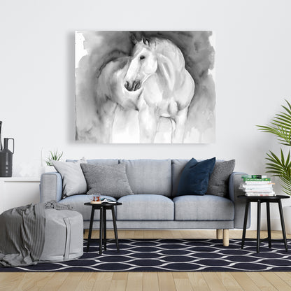 Toile monochrome blanche représentant des animaux de la ferme – Décoration d'intérieur