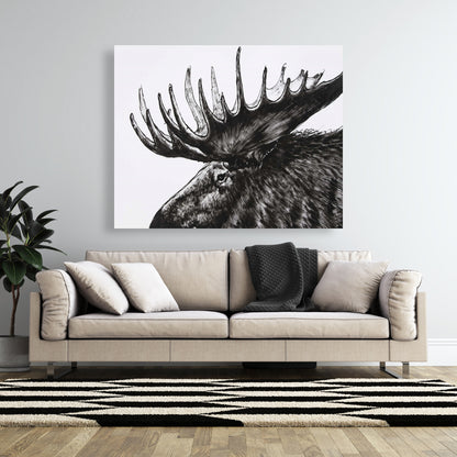 White Deer Rustic Canvas - Moose Plume | Home Decor Art