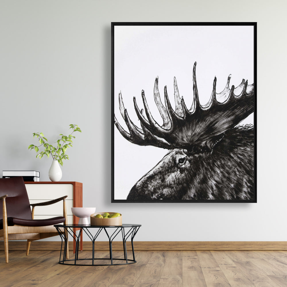 Moose Plume Deer Bedroom Canvas | Framed Wall Art Decor