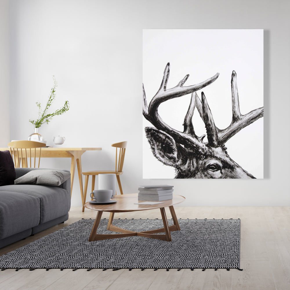 White Animals Bedroom Canvas - Roe Deer Plume Home Decor