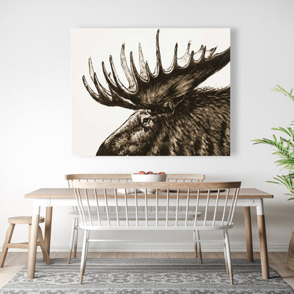 Moose Plume Sepia Canvas | Deer Brown Animals Home Decor