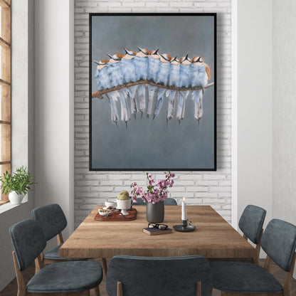 Bouquet de petits oiseaux sur une branche – Toile encadrée Animaux bleus