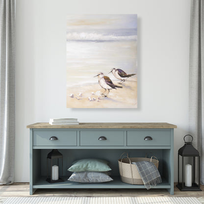 Two Sandpipers on the Beach Canvas - Bird Marine Bedroom Decor