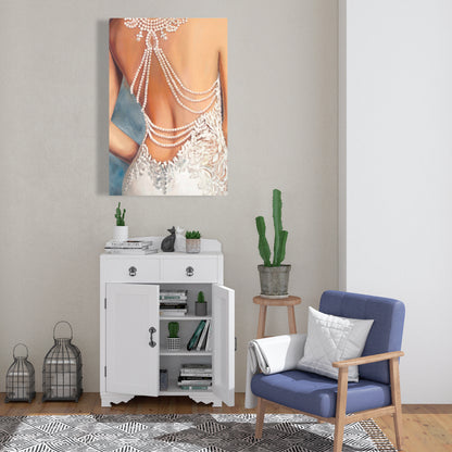 Wedding Dress Canvas - Blue Romantic Clothes Home Decor