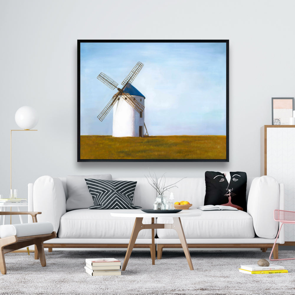 Rustic Livingroom Decor | Big Windmill Framed Canvas Art