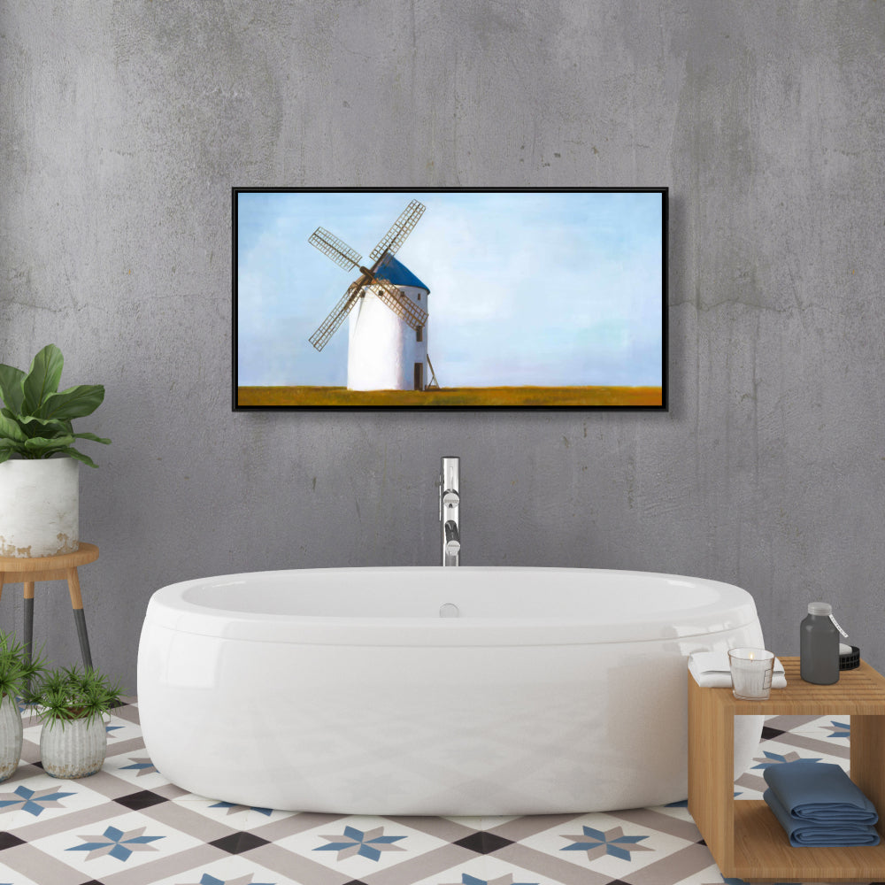 Rustic Livingroom Decor | Big Windmill Framed Canvas Art