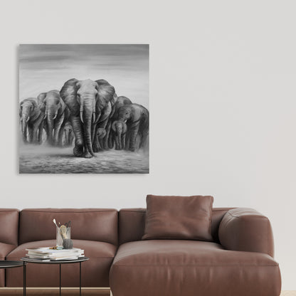 Toile « Troupeau d'éléphants » | Décoration africaine | Décoration de salon