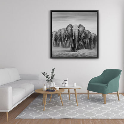 Herd of Elephants Canvas | African Decor | Livingroom Art