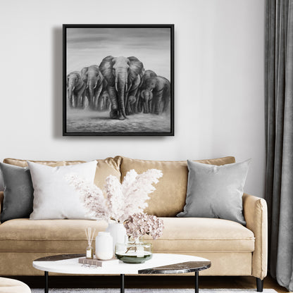 Herd of Elephants Canvas | African Decor | Livingroom Art