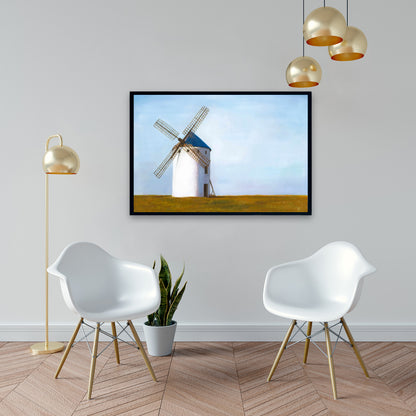 Rustic Livingroom Decor | Big Windmill Framed Canvas Art