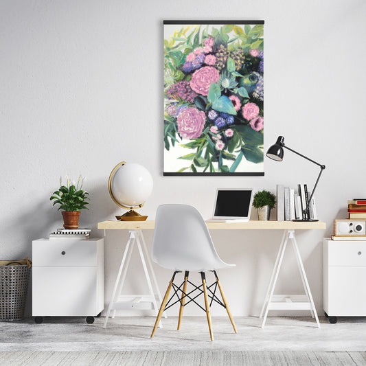 Purple Leaves Canvas - Melody of Fuchsia Flowers Home Decor