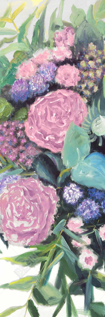 Mélodie de fleurs fuchsia - Toile encadrée florale violette