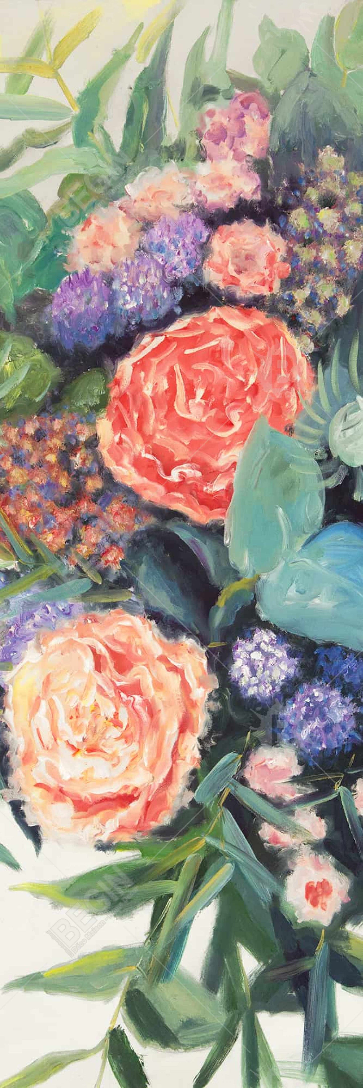 Toile verte « Mélodie de fleurs » – Décoration murale moderne pour chambre à coucher