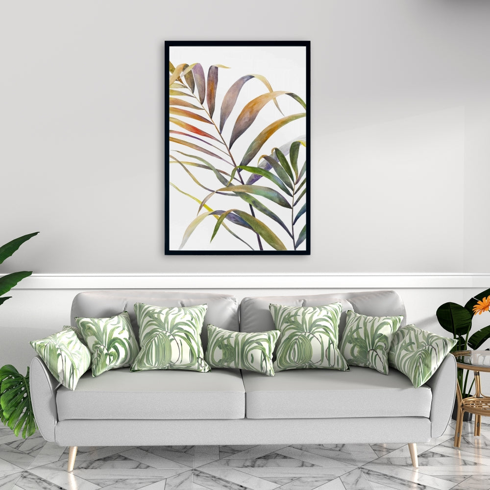 Toile aquarelle feuilles de palmier tropicales - Décoration d'intérieur exotique