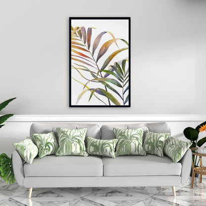 Toile aquarelle feuilles de palmier tropicales - Décoration d'intérieur exotique