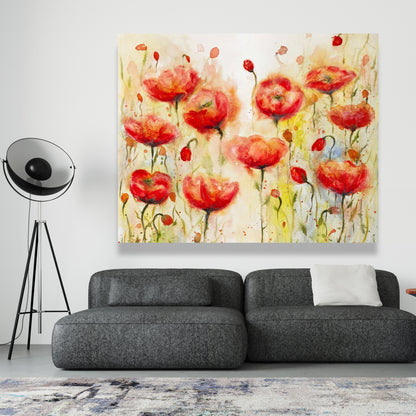 Red Flowers Garden Canvas | Floral & Botanical Home Decor