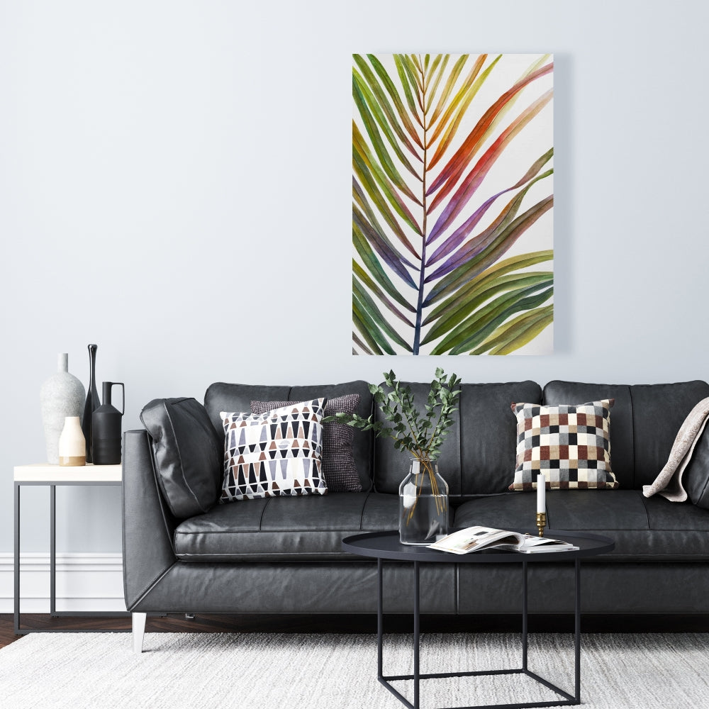 Exotic Blue Botanical Canvas | Watercolor Tropical Palm Decor