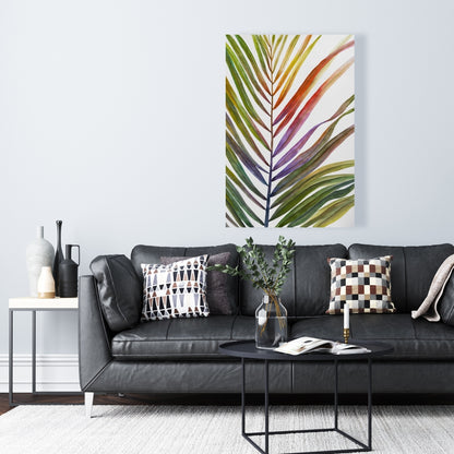 Exotic Blue Botanical Canvas | Watercolor Tropical Palm Decor