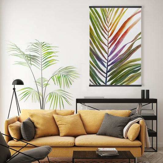 Watercolor Tropical Palm Leave | Blue Exotic Canvas Decor