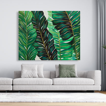 Exotic Plant Leaves Canvas | Floral Botanical Bedroom Decor