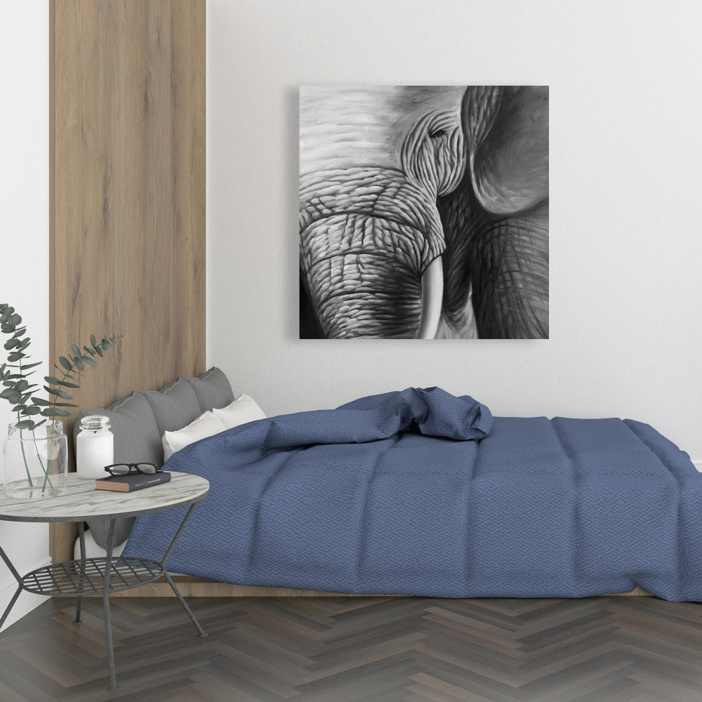 Toile encadrée gris éléphant – Décoration murale élégante pour salon