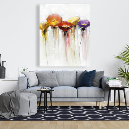 Colorful Abstract Floral Canvas | Botanical Home Decor