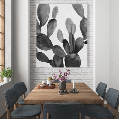 Grayscale Cactus Exotic Bedroom Floral Canvas | Home Decor