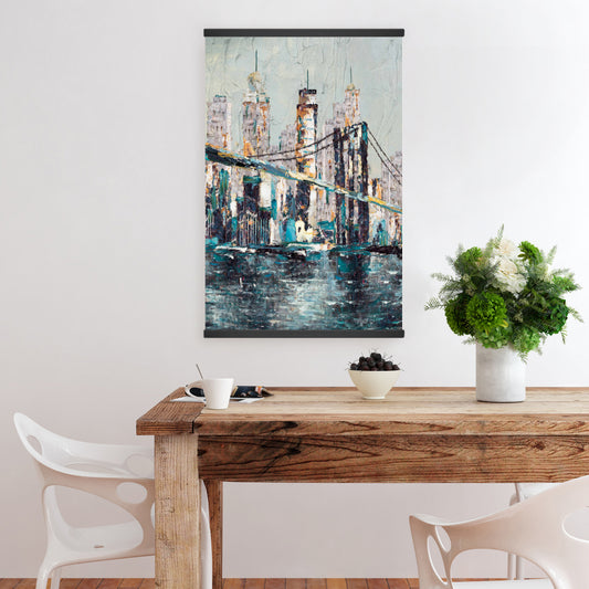 Contemporary Blue Magnetic Canvas - Abstract Bridge Decor