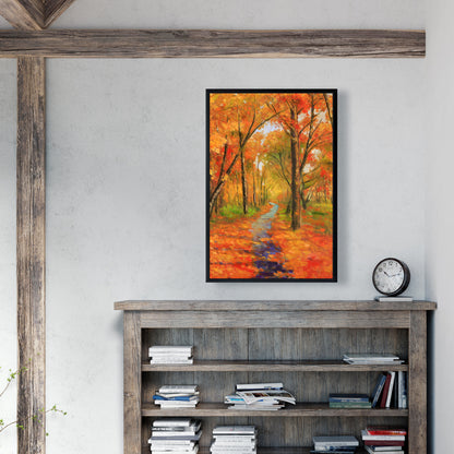 Autumn Trail in Forest Canvas | Trees Contemporary Home Decor