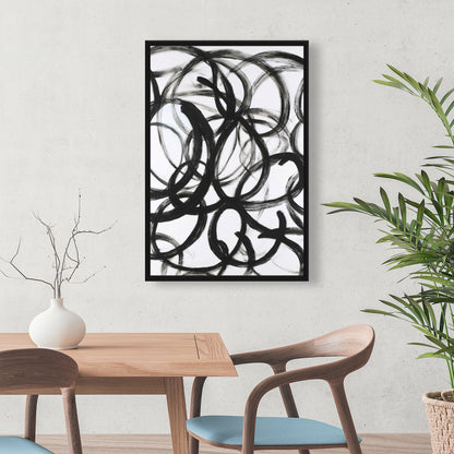 Toile minimaliste abstraite aux lignes bouclées | Décoration de chambre